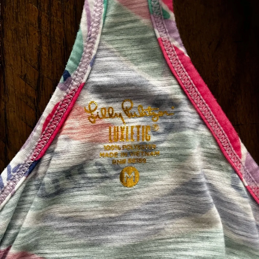Lilly Pulitzer Racerback tee shirt animal print multi colored size medium - Picture 11 of 14